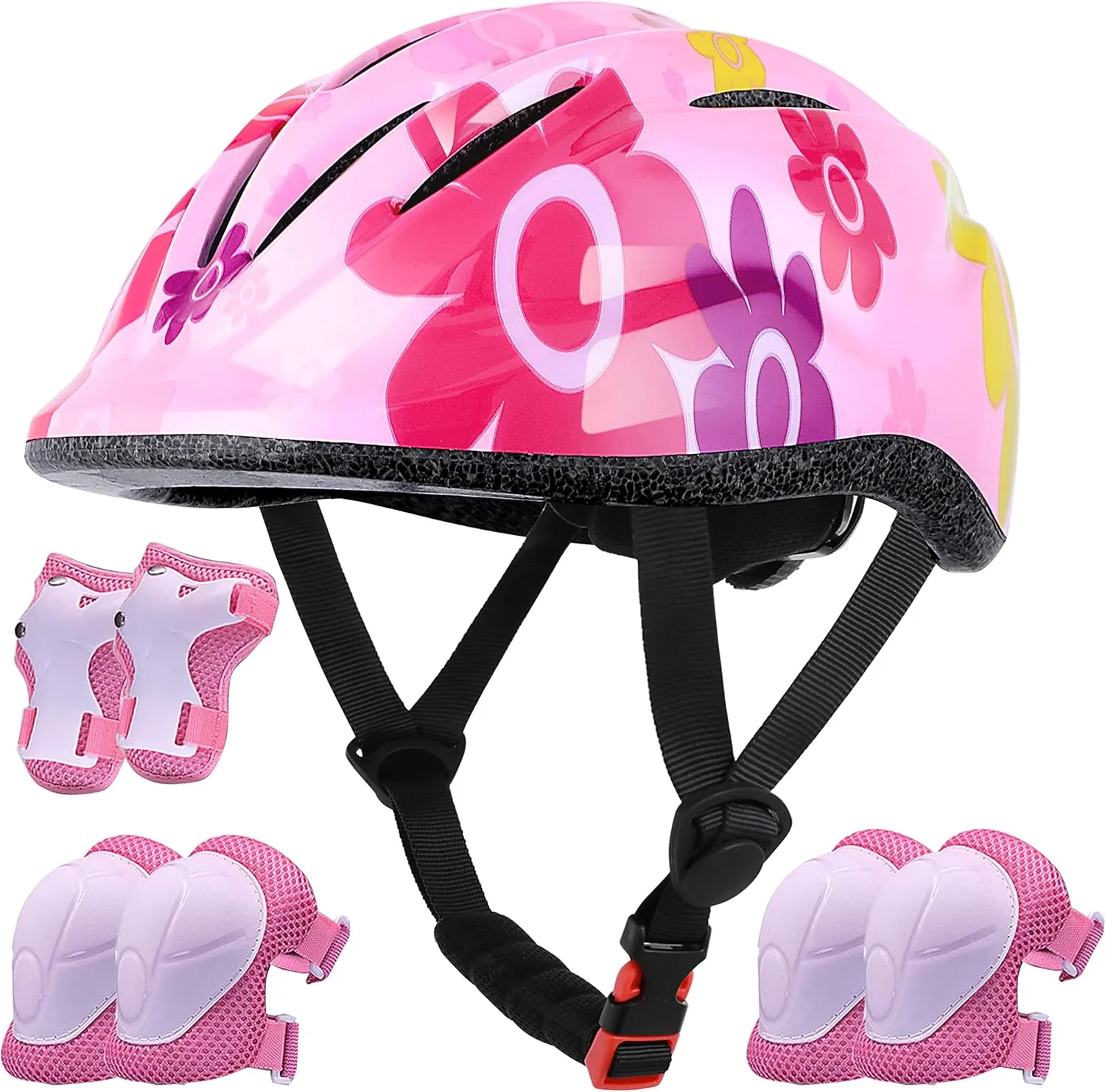 Kids Helmet Adjustable with Sports Protective Gear Set Knee Elbow Wrist Pads for Toddler Ages 3 to 8 Years Old Boys Girls Cycling Skating Scooter Helmet