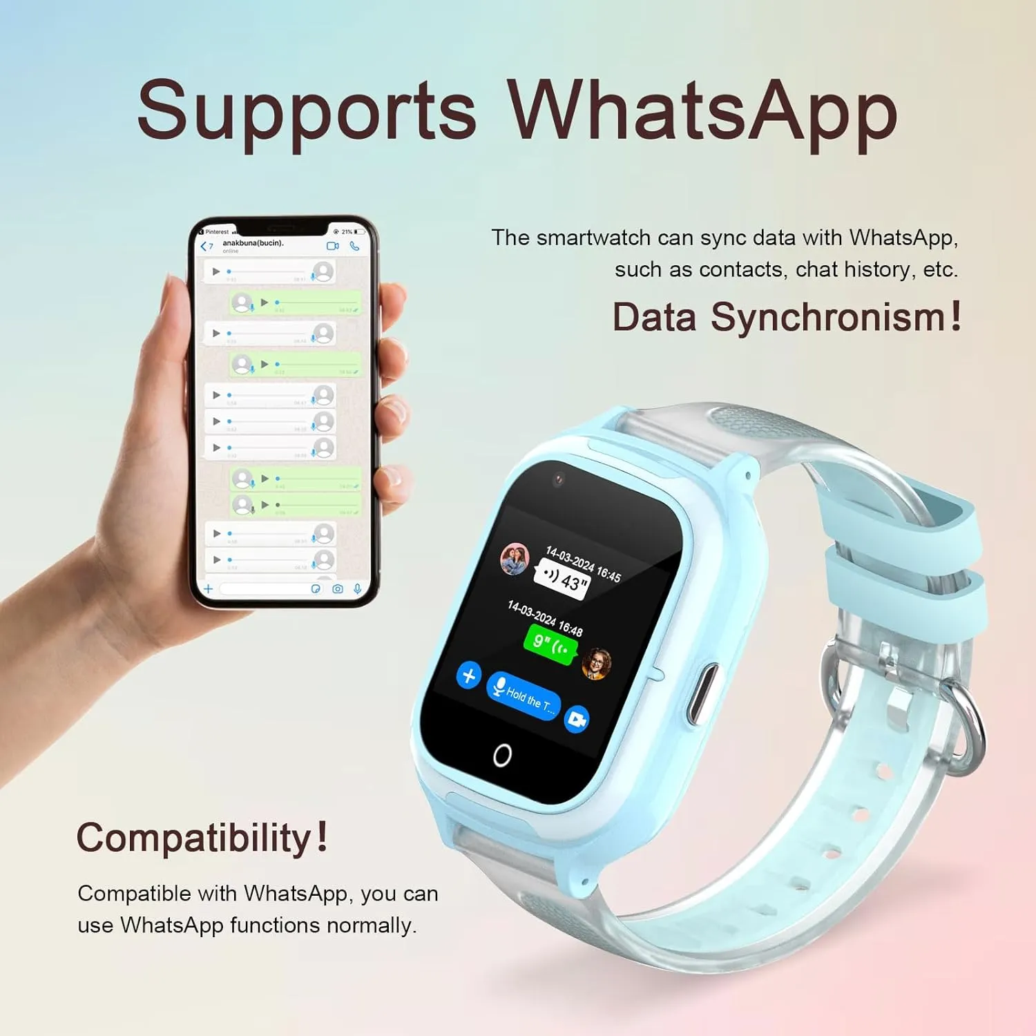 Kids Smart Watch Boys Girls 4G Tmobile Wi-Fi SIM Card Included Kids Smart Watches with Heartrate Temperature Pedometer Activity Tracker 2-Way Call Video Calling Whatsapp Line