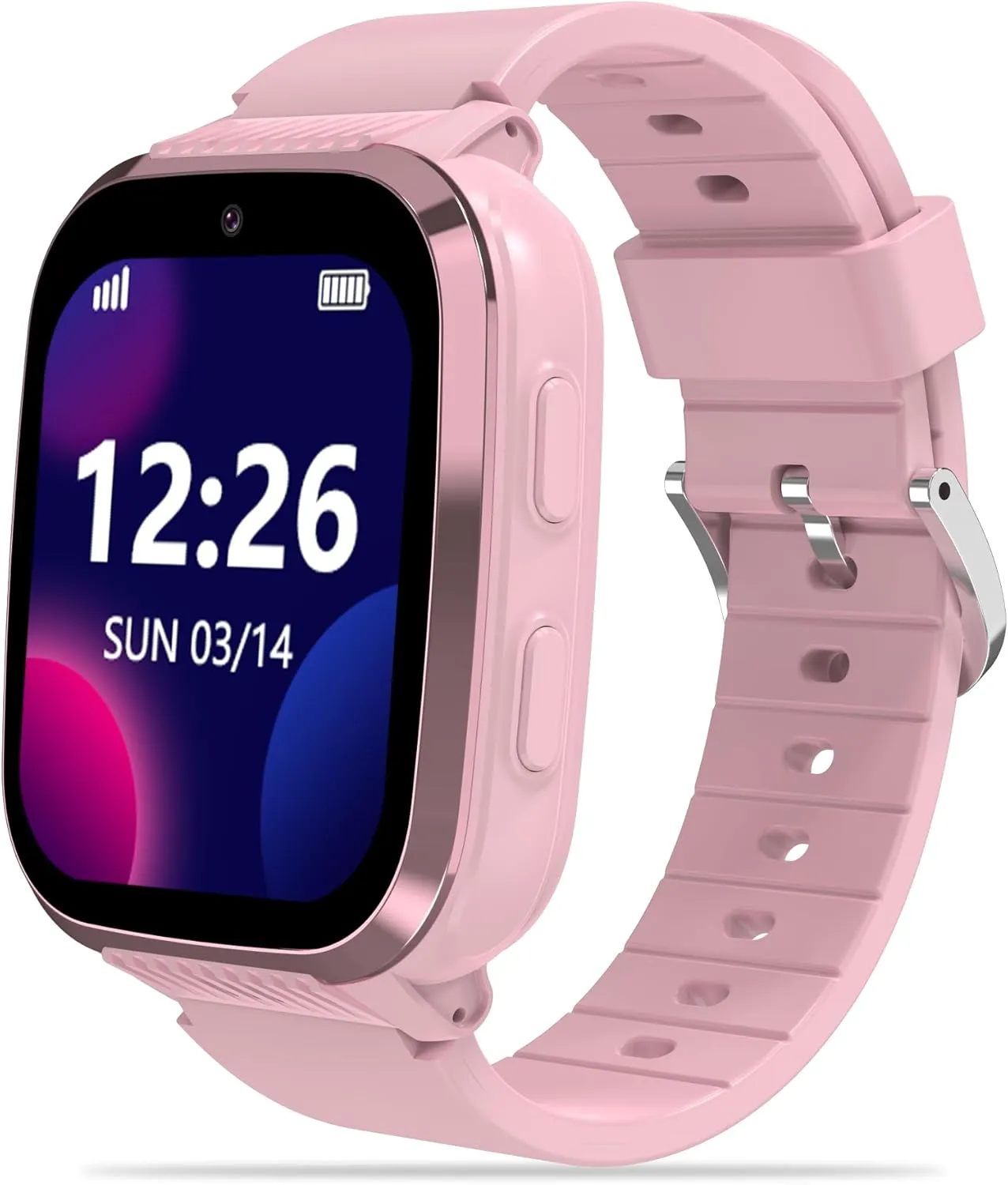 Kids Smart Watches Girls with GPS Tracker & Video Calling Texting 4G Kids Cell Phone Watch Age 5-12, 12/24 Hr One-Key SOS Call Voice Chat Alarm Clock Camera Pedometer Sport Mode Birthday Gifts(Pink)