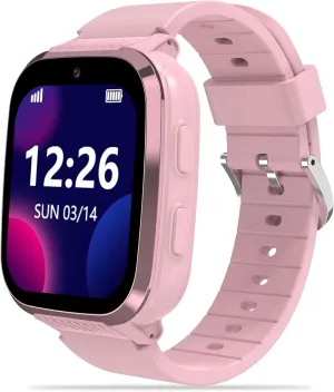 Kids Smart Watches Girls with GPS Tracker & Video Calling Texting 4G Kids Cell Phone Watch Age 5-12, 12/24 Hr One-Key SOS Call Voice Chat Alarm Clock Camera Pedometer Sport Mode Birthday Gifts(Pink)