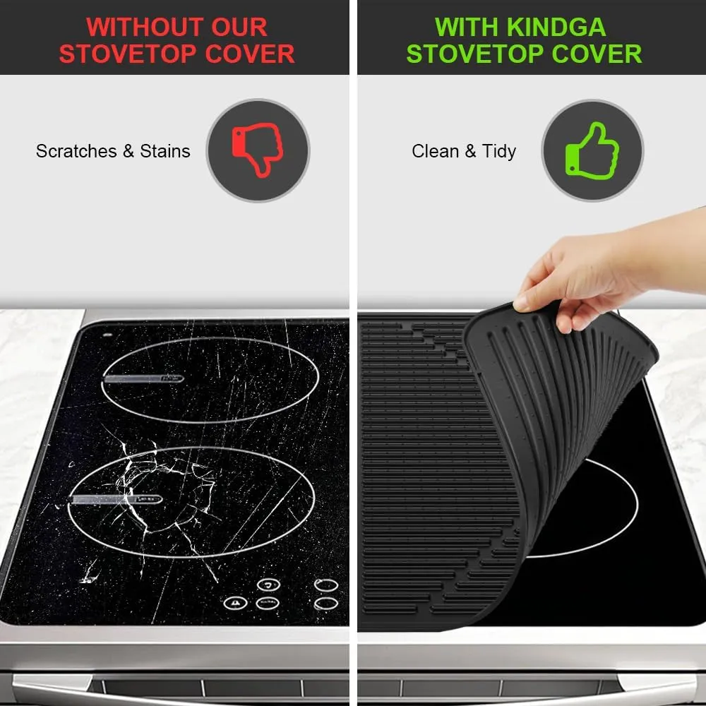 KindGa Stove Cover - Stove Top Covers for Electric Stove - More Thick - 28 x 20 Inch Stove Guard Stove Top Protector, Silicone Stovetop Cover Cooktop Mat for Kitchen Glass Stove Top, Counter rv Stove