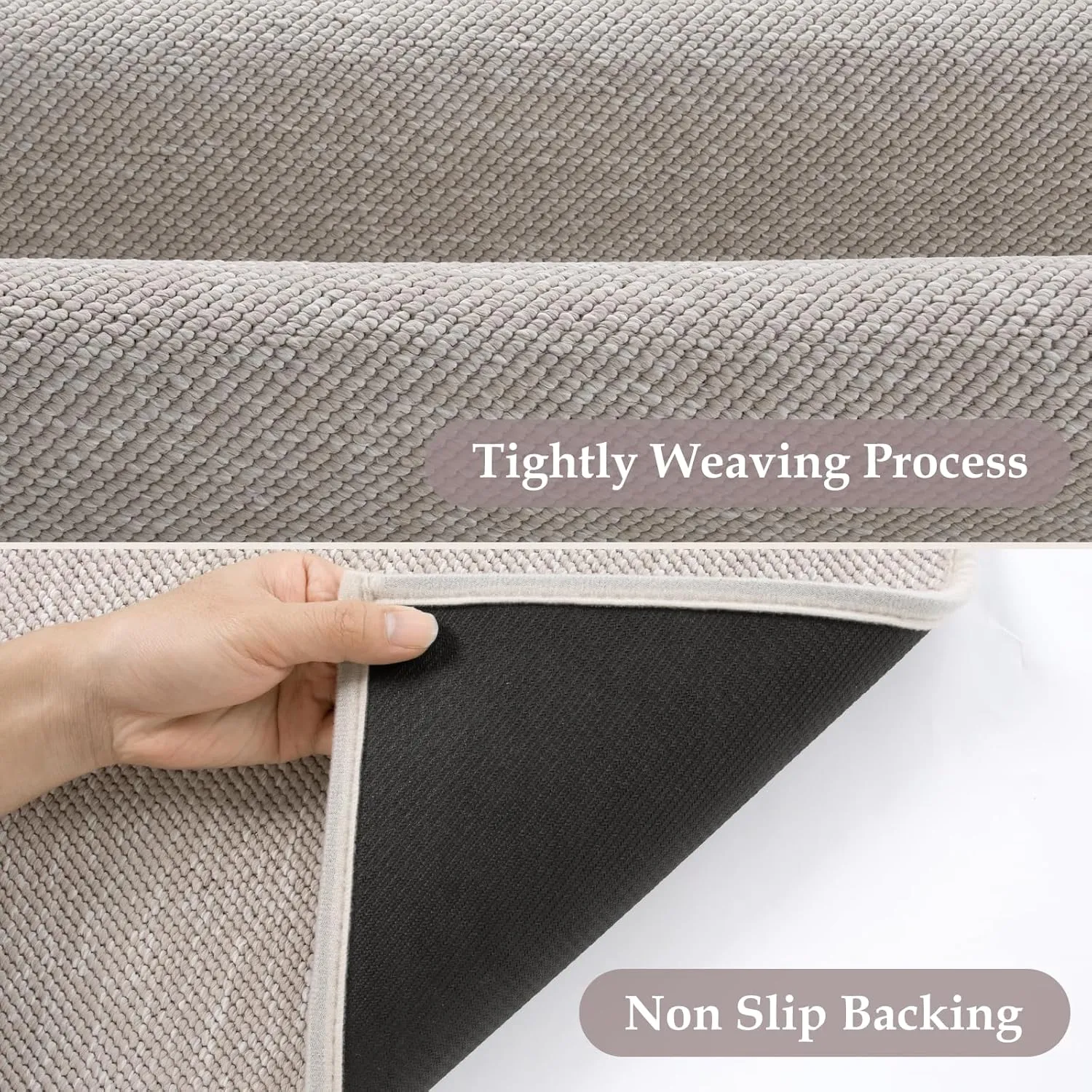 Kitchen Mats for Floor 30"x70", Farmhouse Kitchen Runner Rug Non Skid Washable, Absorbent Low-Pile Padded Carpet Runners for Front of Sink(Beige & Pink)