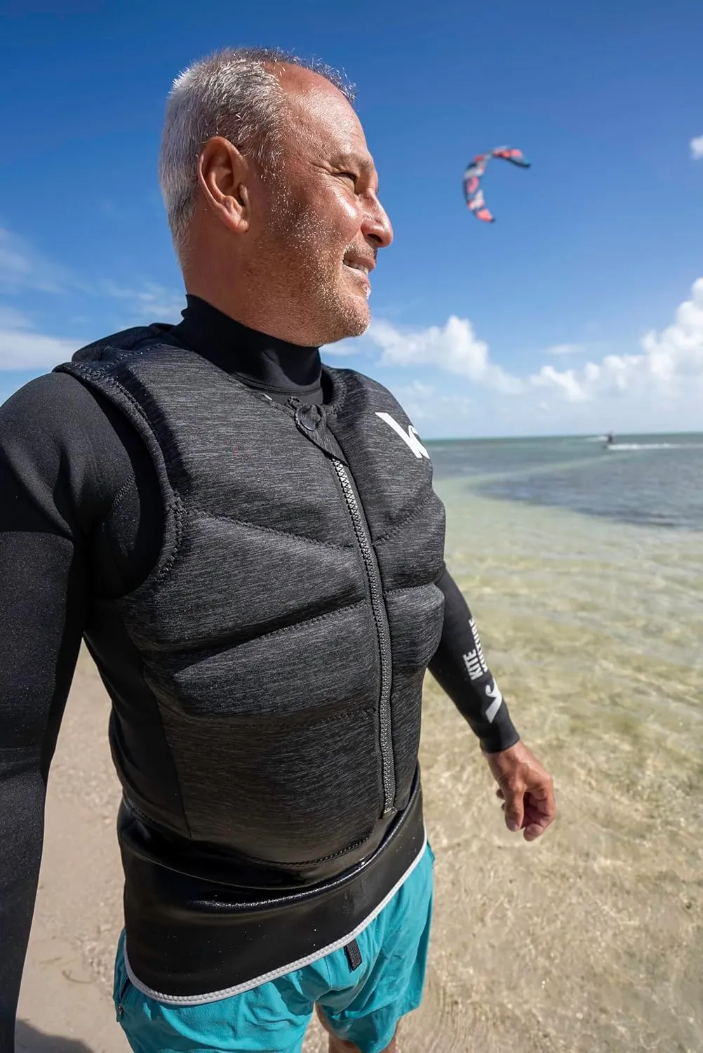Kite Kulture Premium Impact Vest for Kitesurfing, Jet Ski, and Wakeboarding, Non Padded Waist, Lightweight Foam, Front Zip