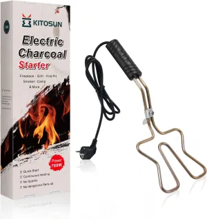 KITOSUN Electric Charcoal Starter 700W – Superior BBQ Grill Fireplace Coal Lighter Easy & Quick Ignite Briquettes |No Sparks or Flames | 304 Stainless Steel Coils Elements 5ft Long Cable (700W)
