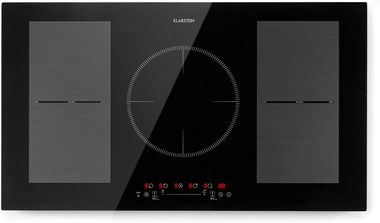 Klarstein Delicatessa 90 - induction hob, self-sufficient, built-in hob, 90 cm, 5 zones, 7000 watts, booster, pot detection, timer, glass ceramic, flex zone technology, black