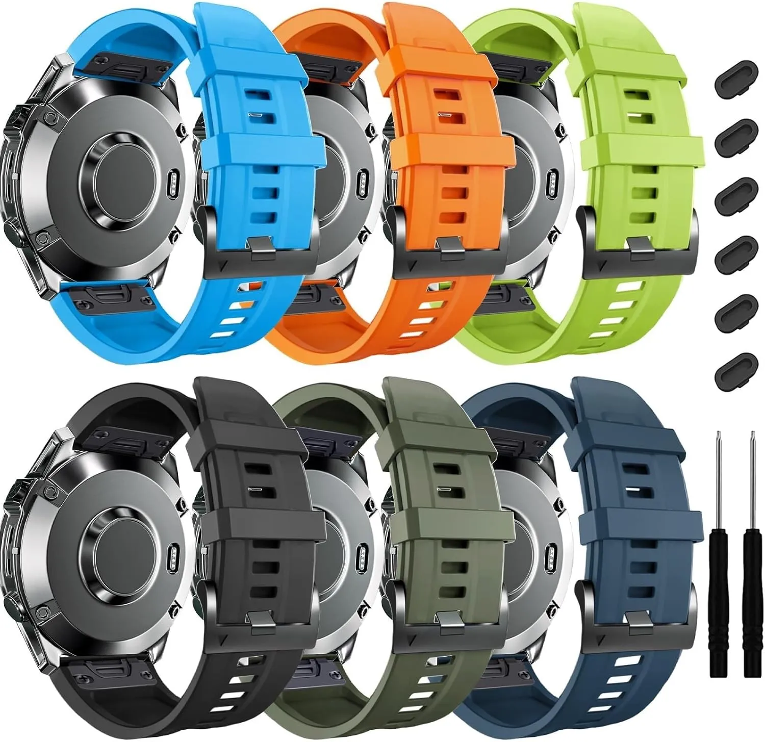 KLVN 26mm Watch Band，For Garmin Fenix 7X Pro Epix Pro 51mm Fenix 6X Watch Strap Fenix 5X Plus Silicone Wristband Fenix 6X Pro Descent Mk2i MK3i 51mm Smartwatch WristBand