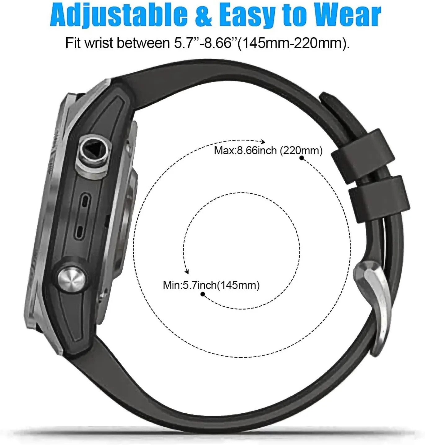 KLVN 26mm Watch Band，For Garmin Fenix 7X Pro Epix Pro 51mm Fenix 6X Watch Strap Fenix 5X Plus Silicone Wristband Fenix 6X Pro Descent Mk2i MK3i 51mm Smartwatch WristBand