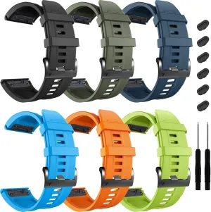 KLVN 26mm Watch Band，For Garmin Fenix 7X Pro Epix Pro 51mm Fenix 6X Watch Strap Fenix 5X Plus Silicone Wristband Fenix 6X Pro Descent Mk2i MK3i 51mm Smartwatch WristBand