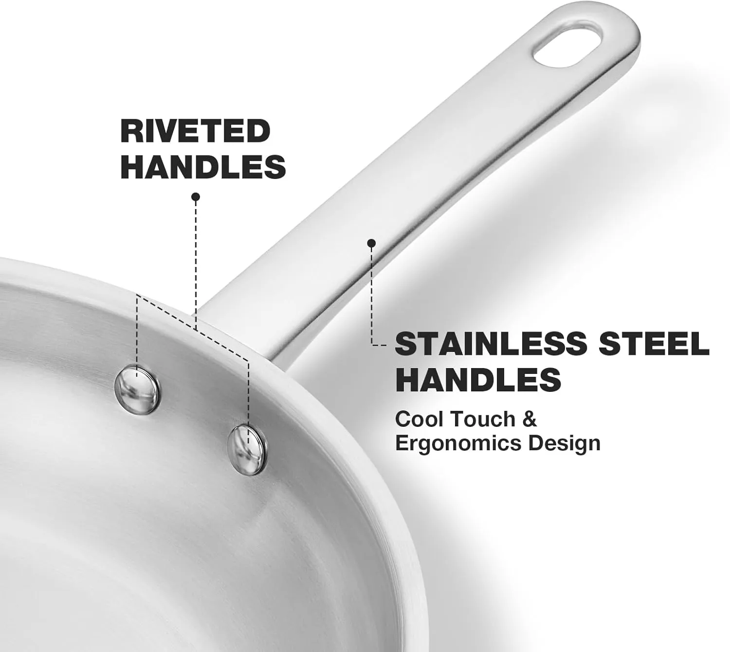 KOCH SYSTEME CS Stainless Steel Pan 10 Inch, Stainless Steel Frying Pan for Professional Cooking, PFAS-Free Steel Skillet with Stay-Cool Handle, Induction Compatible Skillet