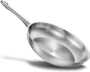 KOCH SYSTEME CS Stainless Steel Pan 10 Inch, Stainless Steel Frying Pan for Professional Cooking, PFAS-Free Steel Skillet with Stay-Cool Handle, Induction Compatible Skillet