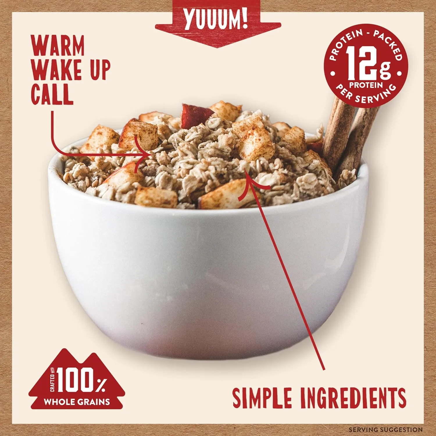 Kodiak Cakes Instant Oatmeal Packets, Apple Cinnamon, High Protein, 100% Whole Grains, 6 boxes with 6 packets each (36 packets)