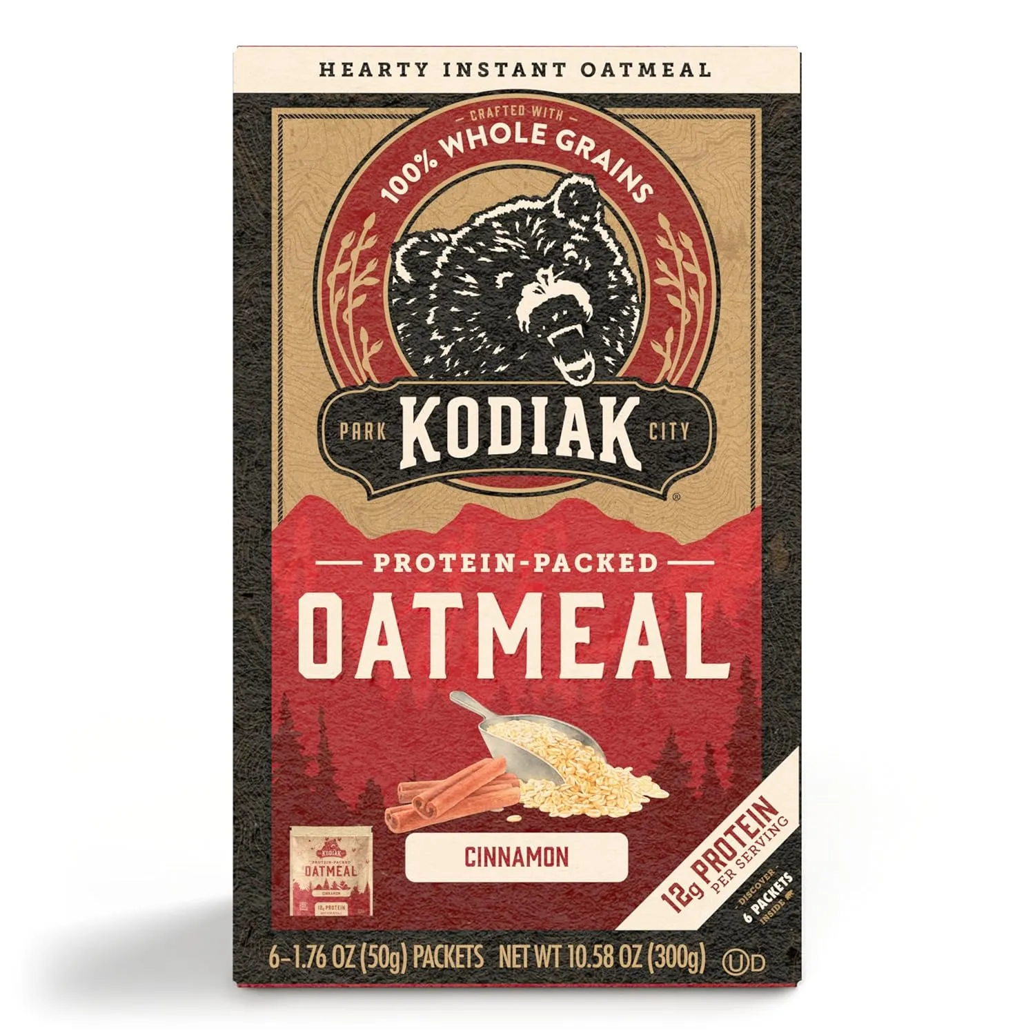 Kodiak Cakes Instant Oatmeal Packets - High Protein- 100% Whole Grains Breakfast Food - Cinnamon (36 Packets)