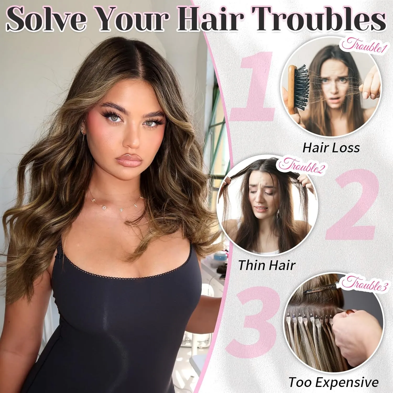 KooKaStyle Clip in Hair Extensions 6PCS Short Synthetic Hair Extensions Soft Wavy Curly Hairpieces Balayage Highlights Color for Women 14Inch(Balayage Dark Brown to Chestnut)