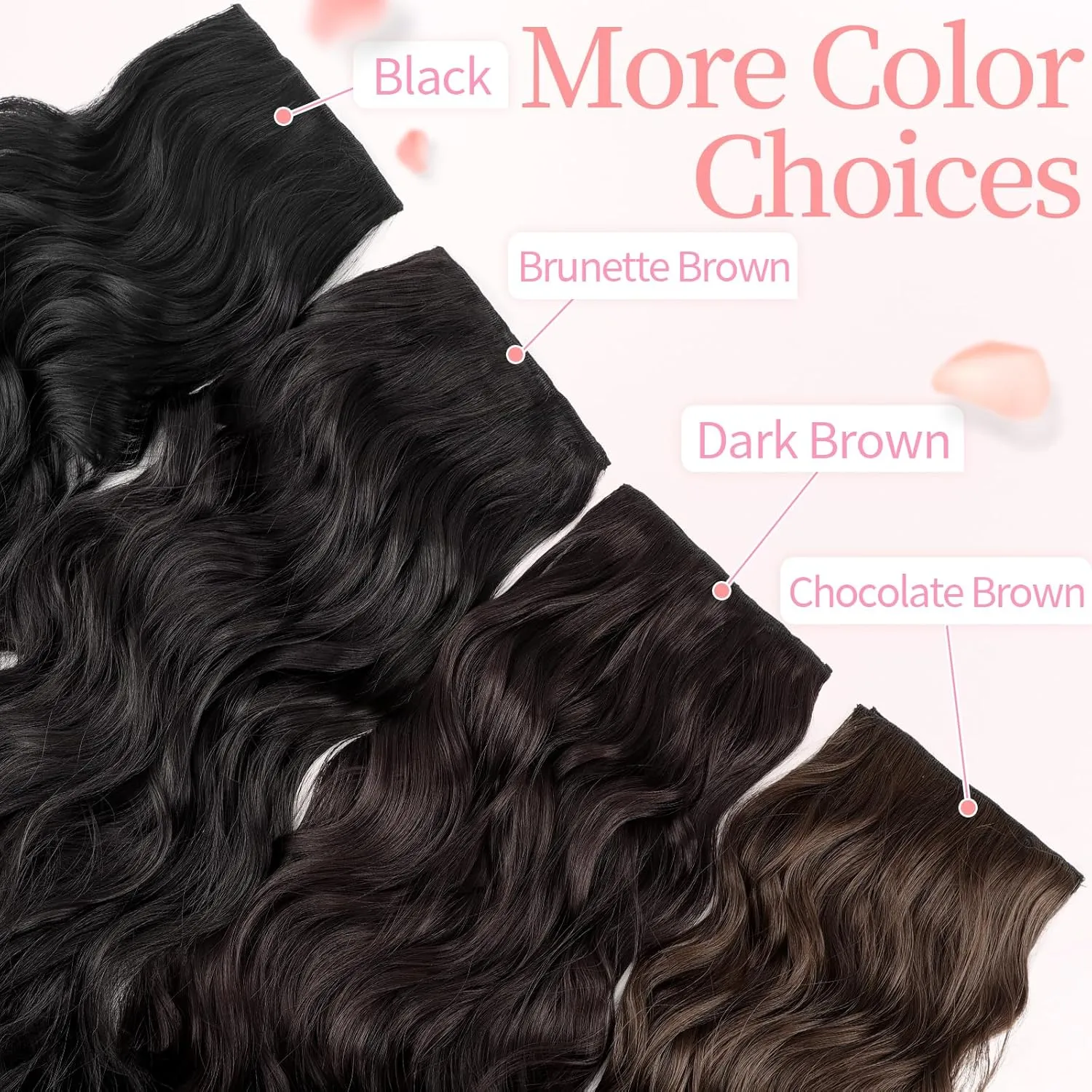 KooKaStyle Clip in Synthetic Hair Extensions Long Wavy 4PCS Thick Hairpieces Dark Brown 6# Fiber Double Weft Natural Hair Extensions 24 Inch for Women