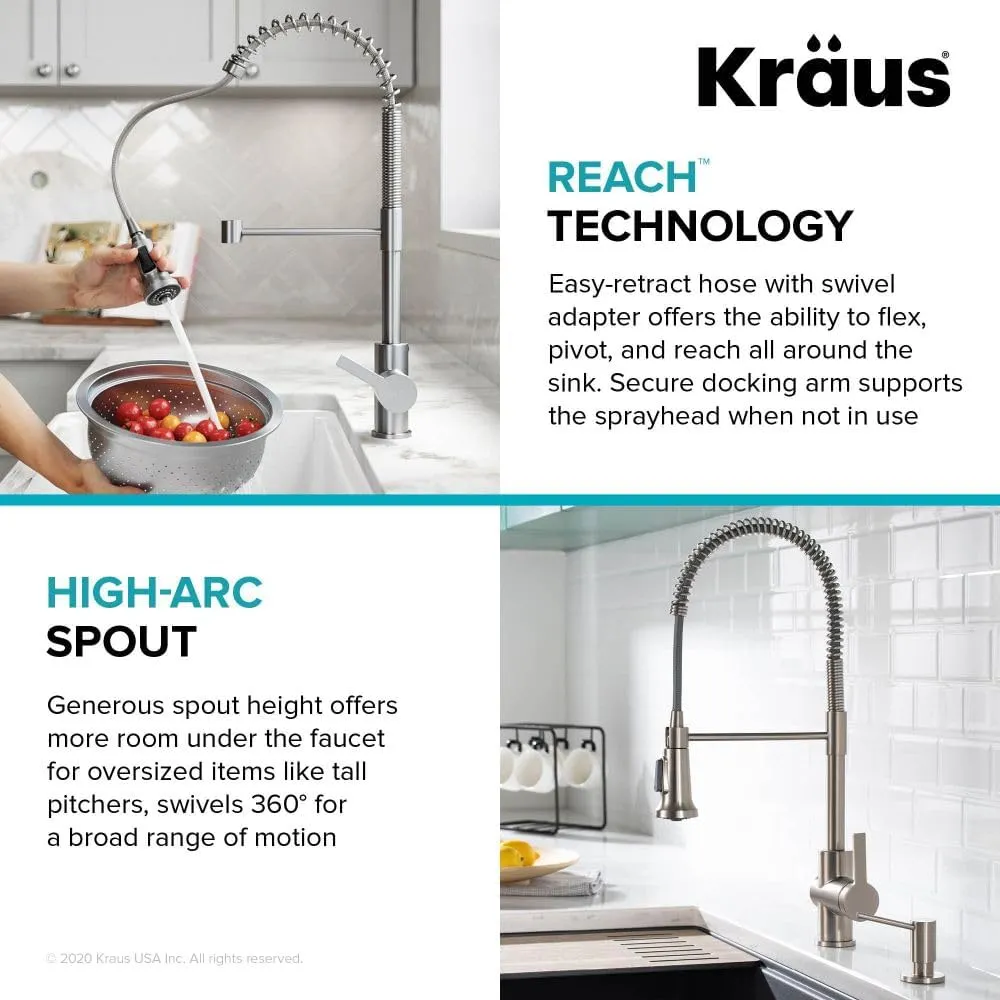 KRAUS Britt 2nd Gen Commercial Style Pull-Down Single Handle Kitchen Faucet in Spot Free Stainless Steel, KPF-1691SFS