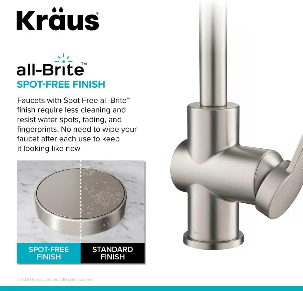 KRAUS Britt 2nd Gen Commercial Style Pull-Down Single Handle Kitchen Faucet in Spot Free Stainless Steel, KPF-1691SFS