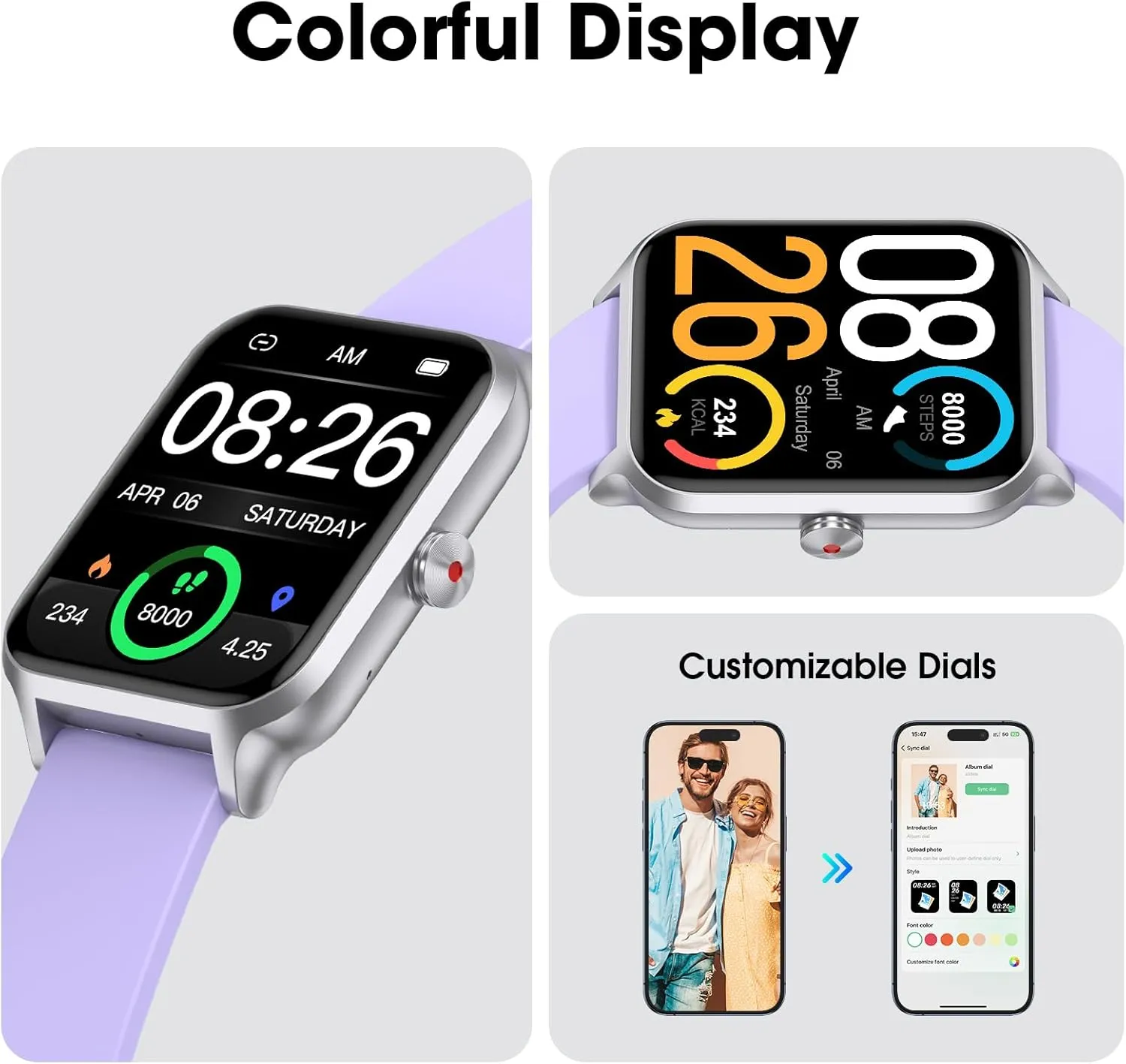 Kummel Smart Watch for Men Women, No App/Phone Required, Fitness Tracker with Pedometer, Bluetooth Call (Answer/Make Call), Heart Rate Blood Oxygen Monitor Step Counter, 100  Sports Modes