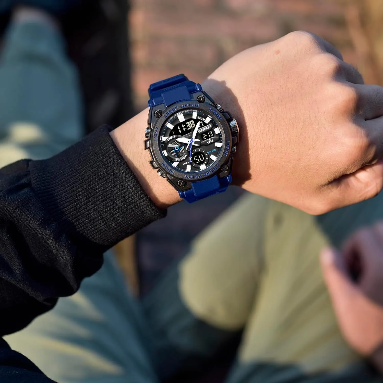 KXAITO Men's Watches Sports Outdoor Waterproof Military Watch Date Multi Function Tactics LED Alarm Stopwatch