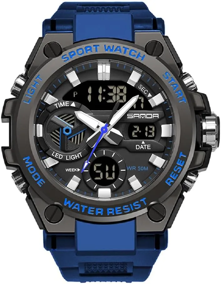 KXAITO Men's Watches Sports Outdoor Waterproof Military Watch Date Multi Function Tactics LED Alarm Stopwatch