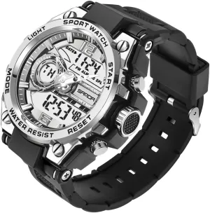 KXAITO Men's Watches Sports Outdoor Waterproof Military Watch Date Multi Function Tactics LED Alarm Stopwatch