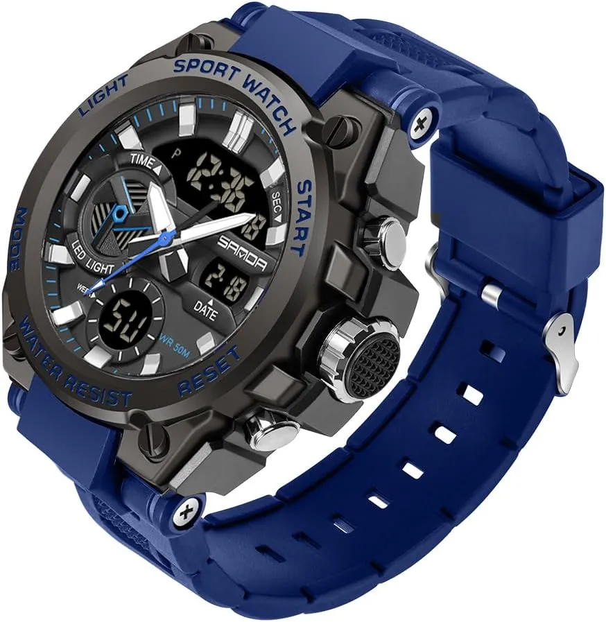 KXAITO Men's Watches Sports Outdoor Waterproof Military Watch Date Multi Function Tactics LED Alarm Stopwatch