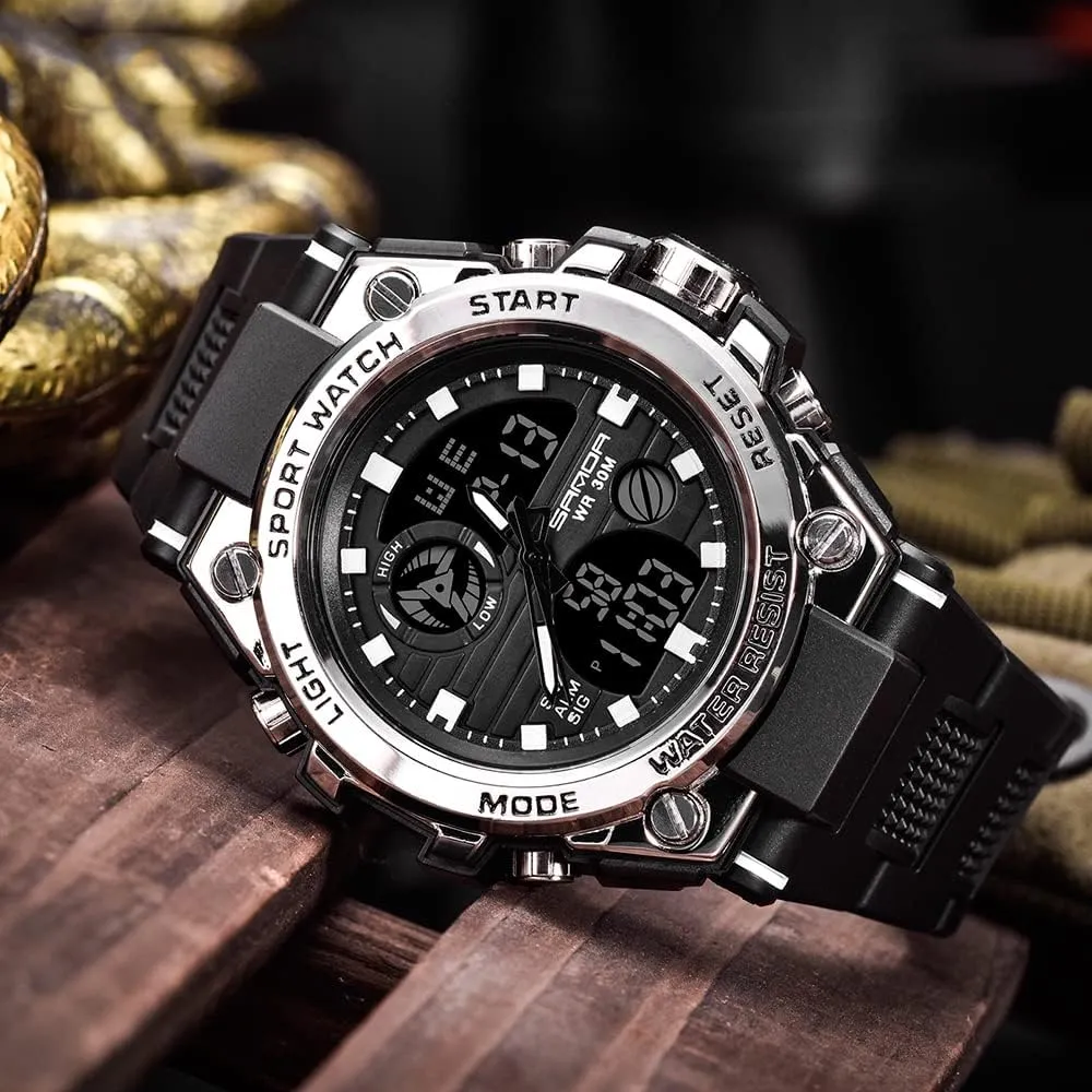 KXAITO Men's Watches Sports Outdoor Waterproof Military Watch Date Multi Function Tactics LED Alarm Stopwatch
