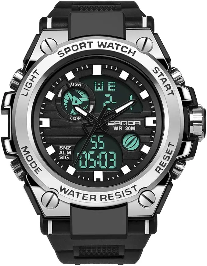 KXAITO Men's Watches Sports Outdoor Waterproof Military Watch Date Multi Function Tactics LED Alarm Stopwatch