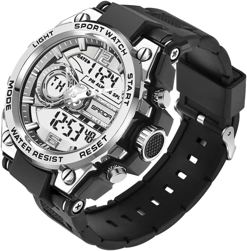 KXAITO Men's Watches Sports Outdoor Waterproof Military Watch Date Multi Function Tactics LED Alarm Stopwatch