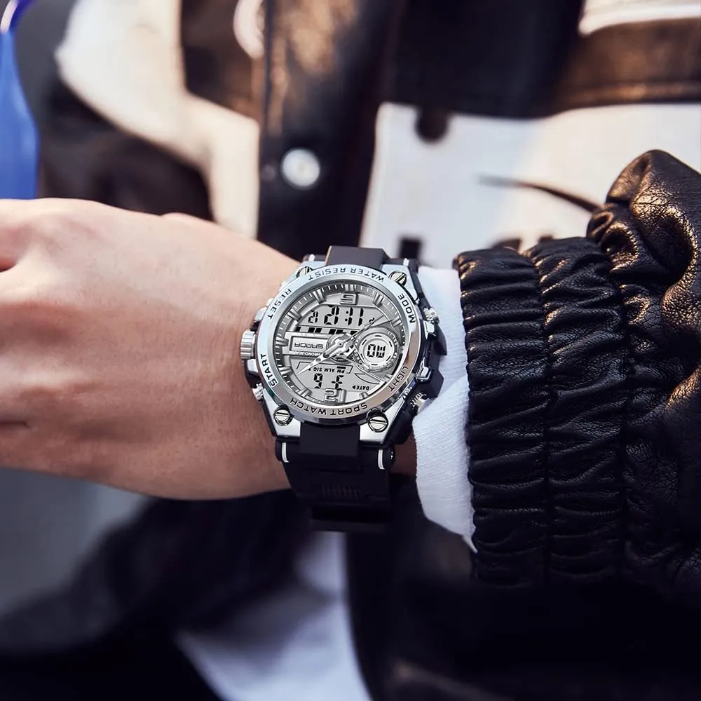 KXAITO Men's Watches Sports Outdoor Waterproof Military Watch Date Multi Function Tactics LED Alarm Stopwatch