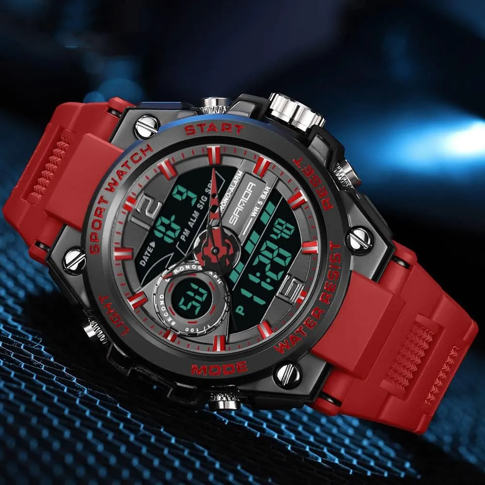 KXAITO Men's Watches Sports Outdoor Waterproof Military Watch Date Multi Function Tactics LED Alarm Stopwatch