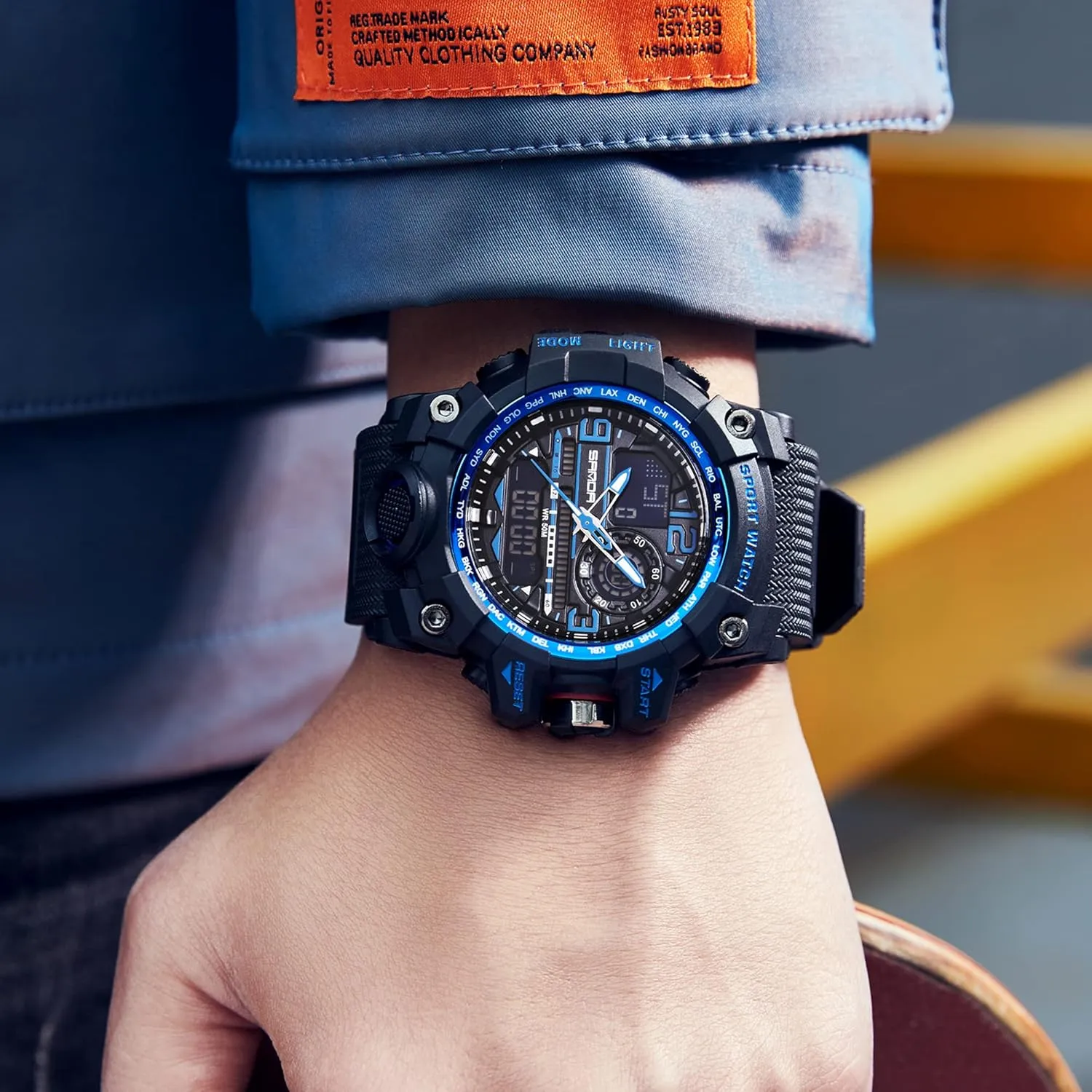 KXAITO Men's Watches Sports Outdoor Waterproof Military Watch Date Multi Function Tactics LED Face Alarm Stopwatch for Men 3133