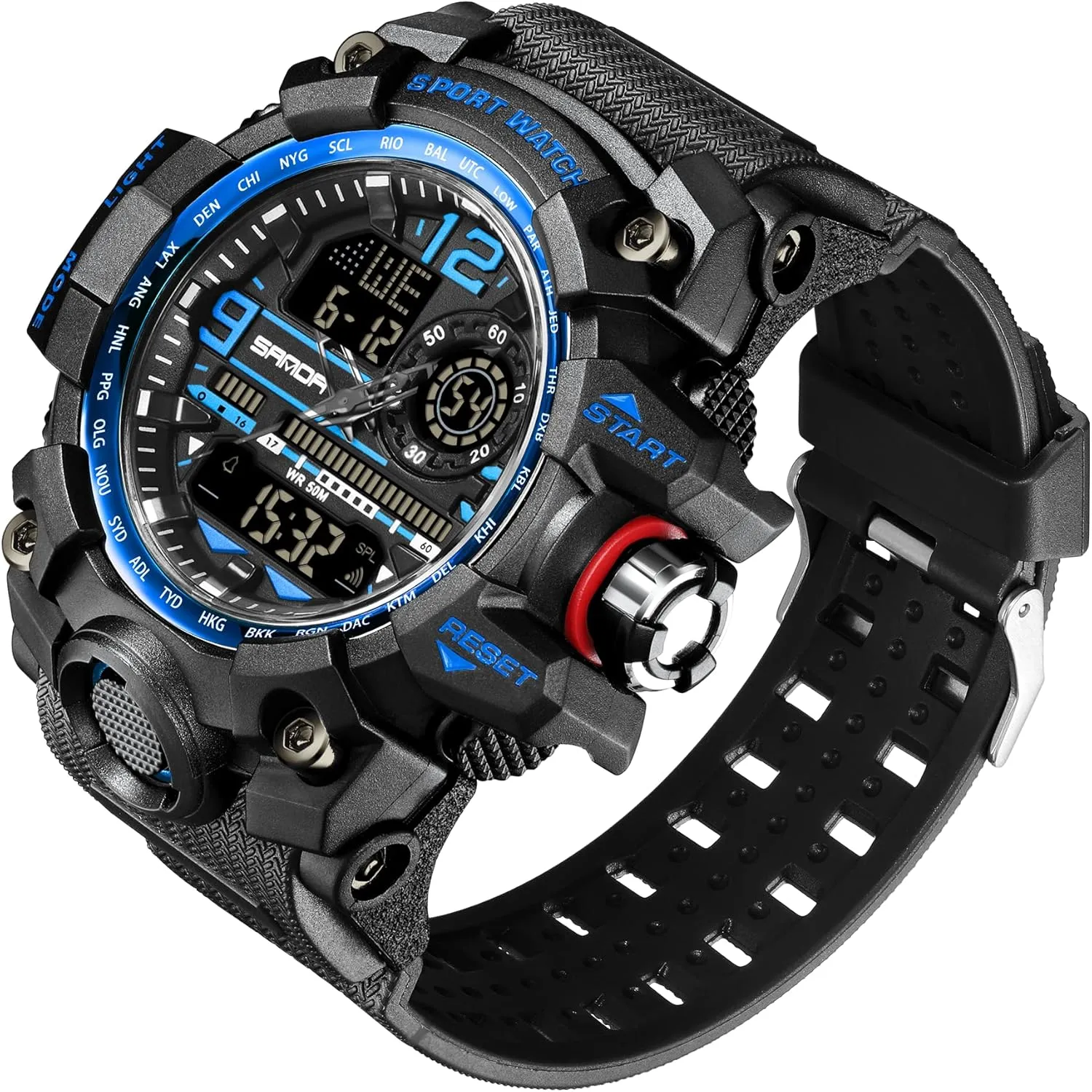 KXAITO Men's Watches Sports Outdoor Waterproof Military Watch Date Multi Function Tactics LED Face Alarm Stopwatch for Men 3133