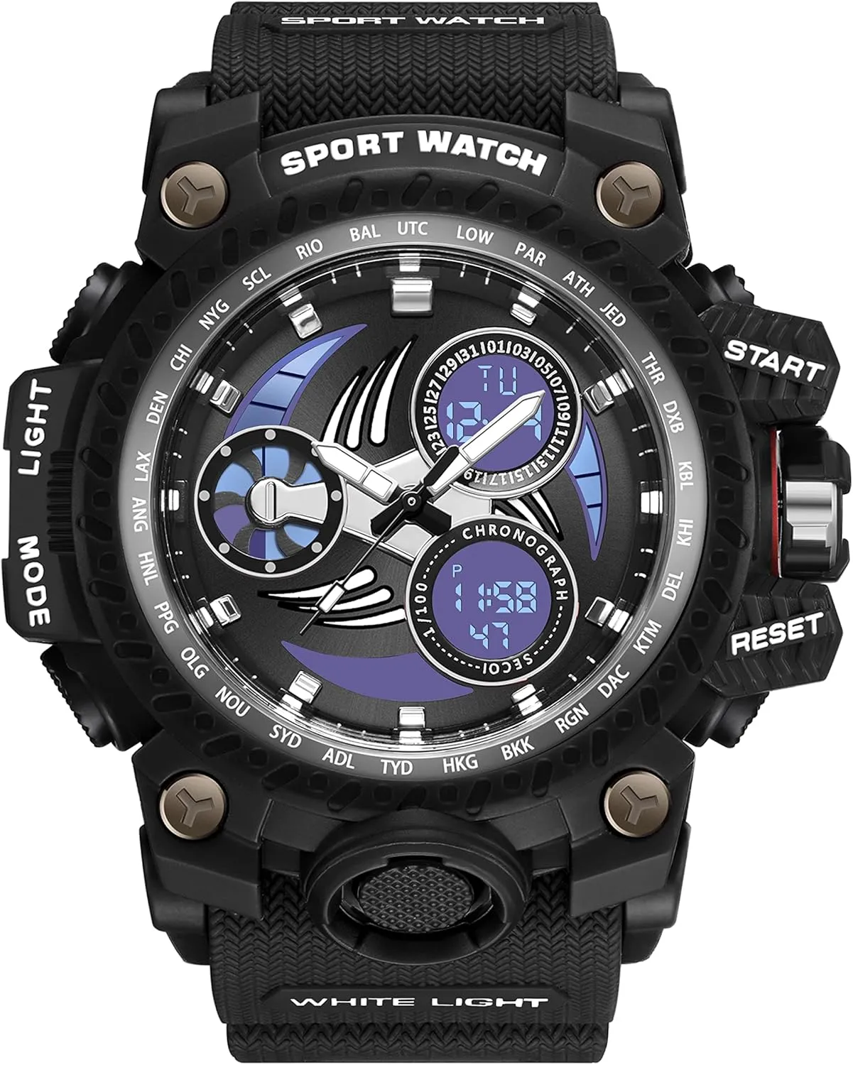 KXAITO Men's Watches Sports Outdoor Waterproof Military Watch Racing car Dashboard Design for Men 3153