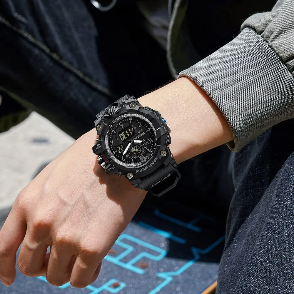 KXAITO Men's Watches Sports Outdoor Waterproof Military Wrist Watch Date Multi Function Tactics LED Alarm Stopwatch