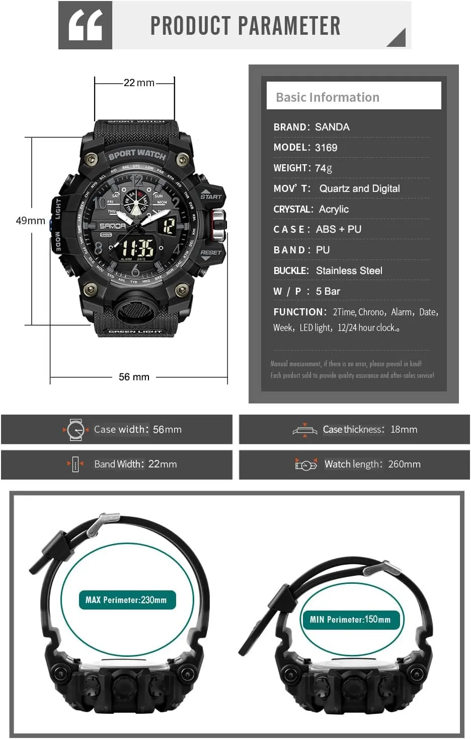 KXAITO Men's Watches Sports Outdoor Waterproof Military Wrist Watch Date Multi Function Tactics LED Alarm Stopwatch