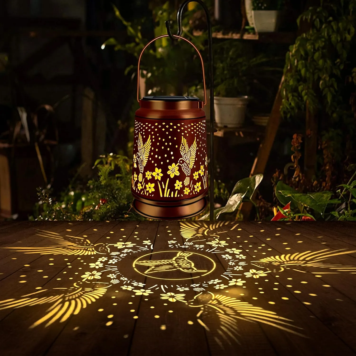 KY&BOSAM Solar Lanterns Outdoor Waterproof Hummingbird Garden Decor Birthday Gifts for Women Mom Grandma Hanging Solar Outdoor Lights Metal LED Outside Lantern for Yard Patio Backyard Porch Pathway