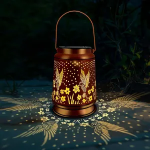 KY&BOSAM Solar Lanterns Outdoor Waterproof Hummingbird Garden Decor Birthday Gifts for Women Mom Grandma Hanging Solar Outdoor Lights Metal LED Outside Lantern for Yard Patio Backyard Porch Pathway