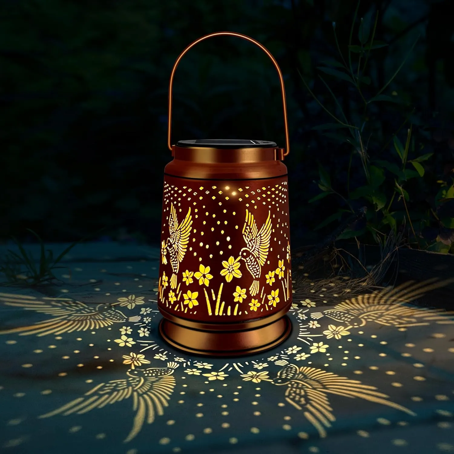KY&BOSAM Solar Lanterns Outdoor Waterproof Hummingbird Garden Decor Birthday Gifts for Women Mom Grandma Hanging Solar Outdoor Lights Metal LED Outside Lantern for Yard Patio Backyard Porch Pathway