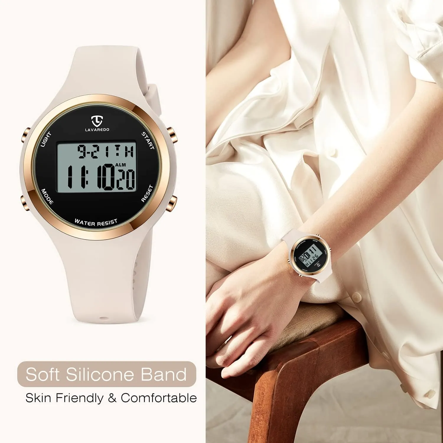 L LAVAREDO Watches for Women 3ATM Waterproof Outdoor Digital Sport Watches Stopwatch Wrist Watch with Alarm Clock, Gifts for Women