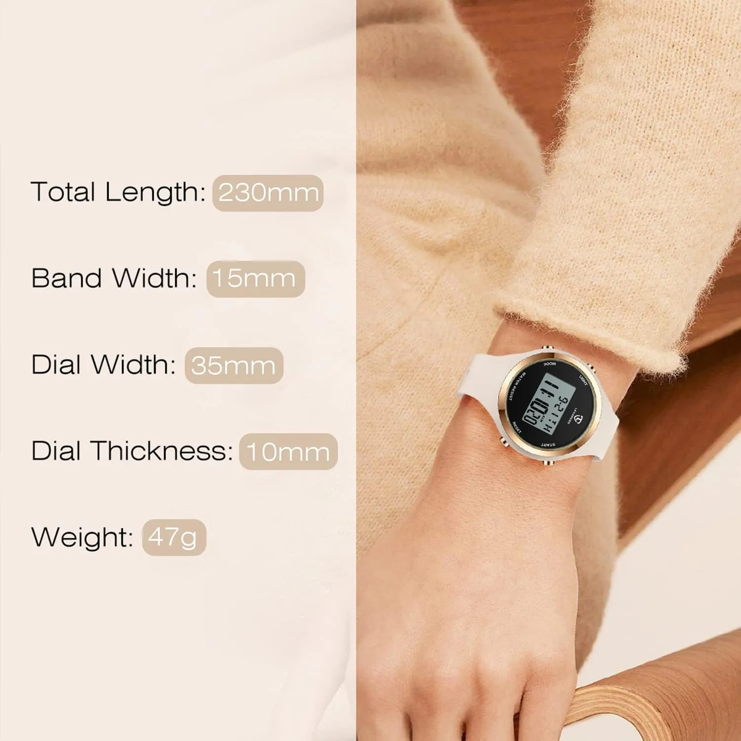 L LAVAREDO Watches for Women 3ATM Waterproof Outdoor Digital Sport Watches Stopwatch Wrist Watch with Alarm Clock, Gifts for Women