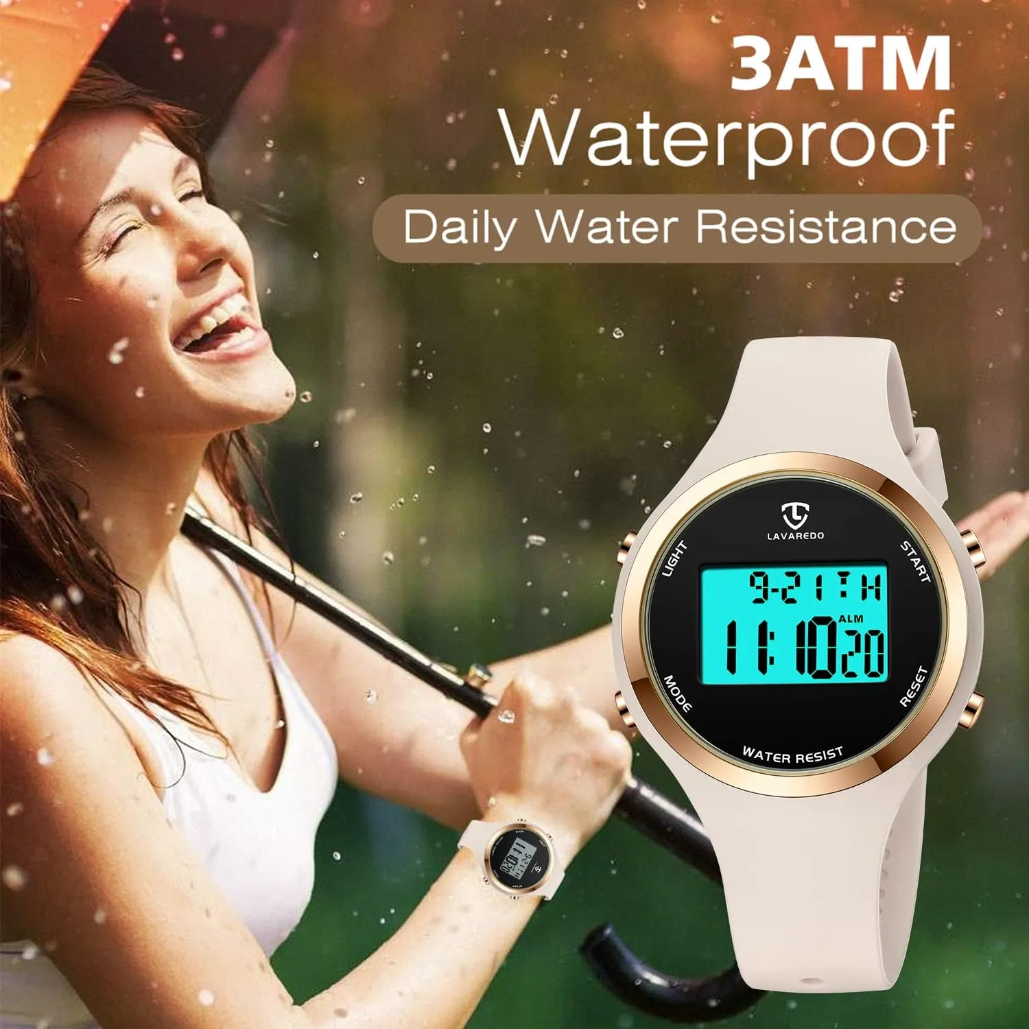 L LAVAREDO Watches for Women 3ATM Waterproof Outdoor Digital Sport Watches Stopwatch Wrist Watch with Alarm Clock, Gifts for Women