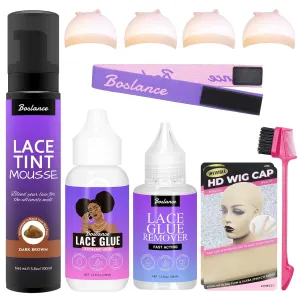 Lace Tint Spray For Wigs, Hair Tint Mousse Wig Glue for Front Lace Wig Set Installation Kit (Dark Brown)