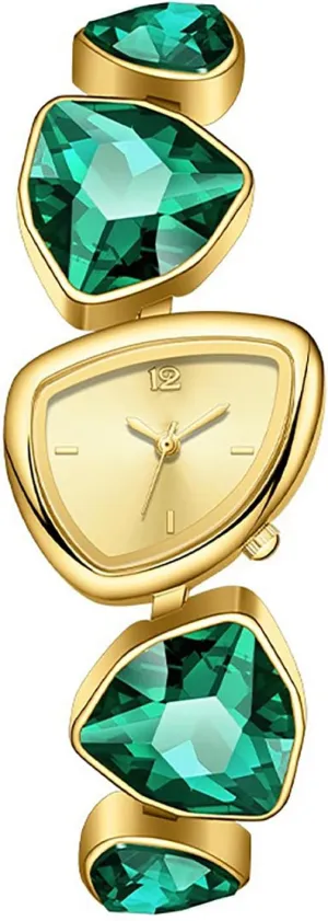 Ladies Luxury Colorful Crystal Bracelet Watch Novel Triangular Dial Analog Quartz Waterproof Dress Watch