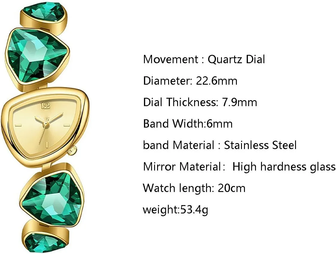 Ladies Luxury Colorful Crystal Bracelet Watch Novel Triangular Dial Analog Quartz Waterproof Dress Watch
