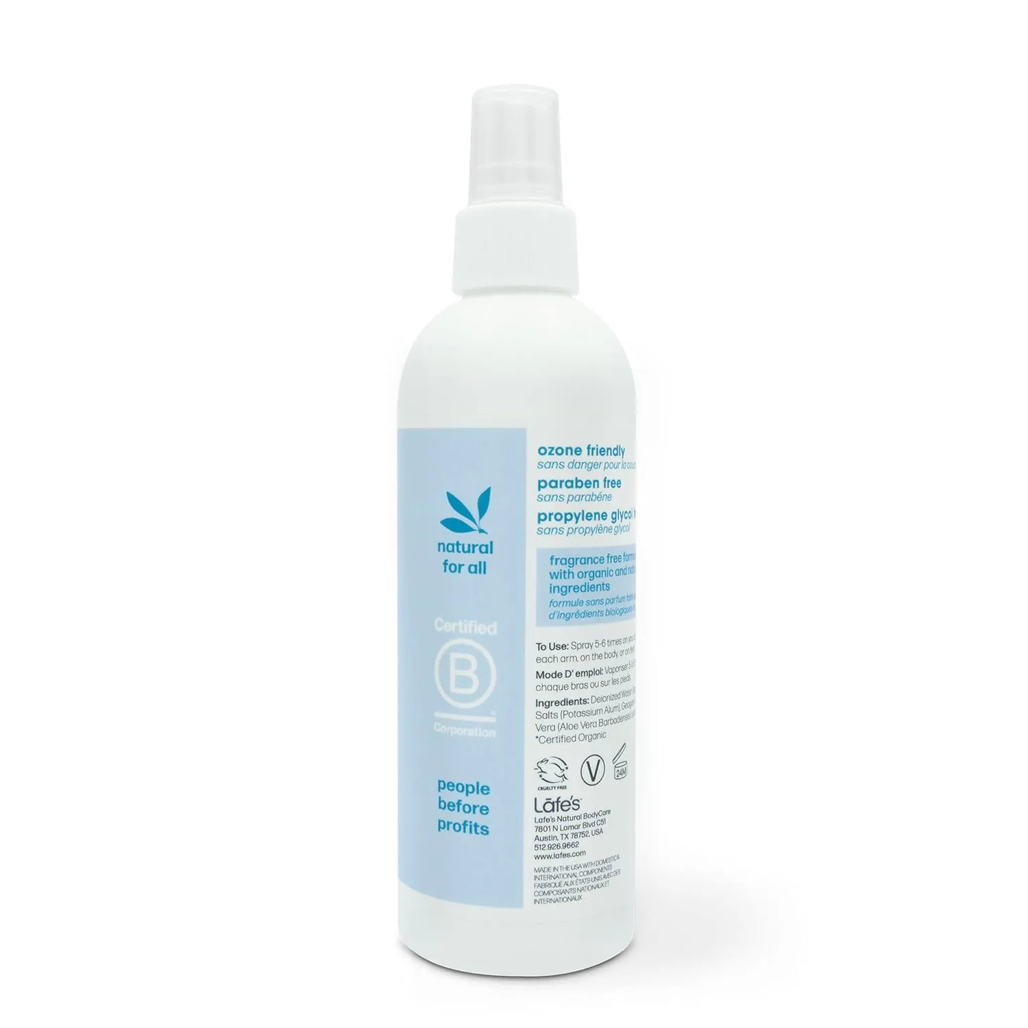 Lafe's Natural Deodorant | 8oz Aluminum Free Natural Deodorant Spray for Women & Men | Paraben Free & Baking Soda Free with 24-Hour Protection | Unscented | 3 Pack