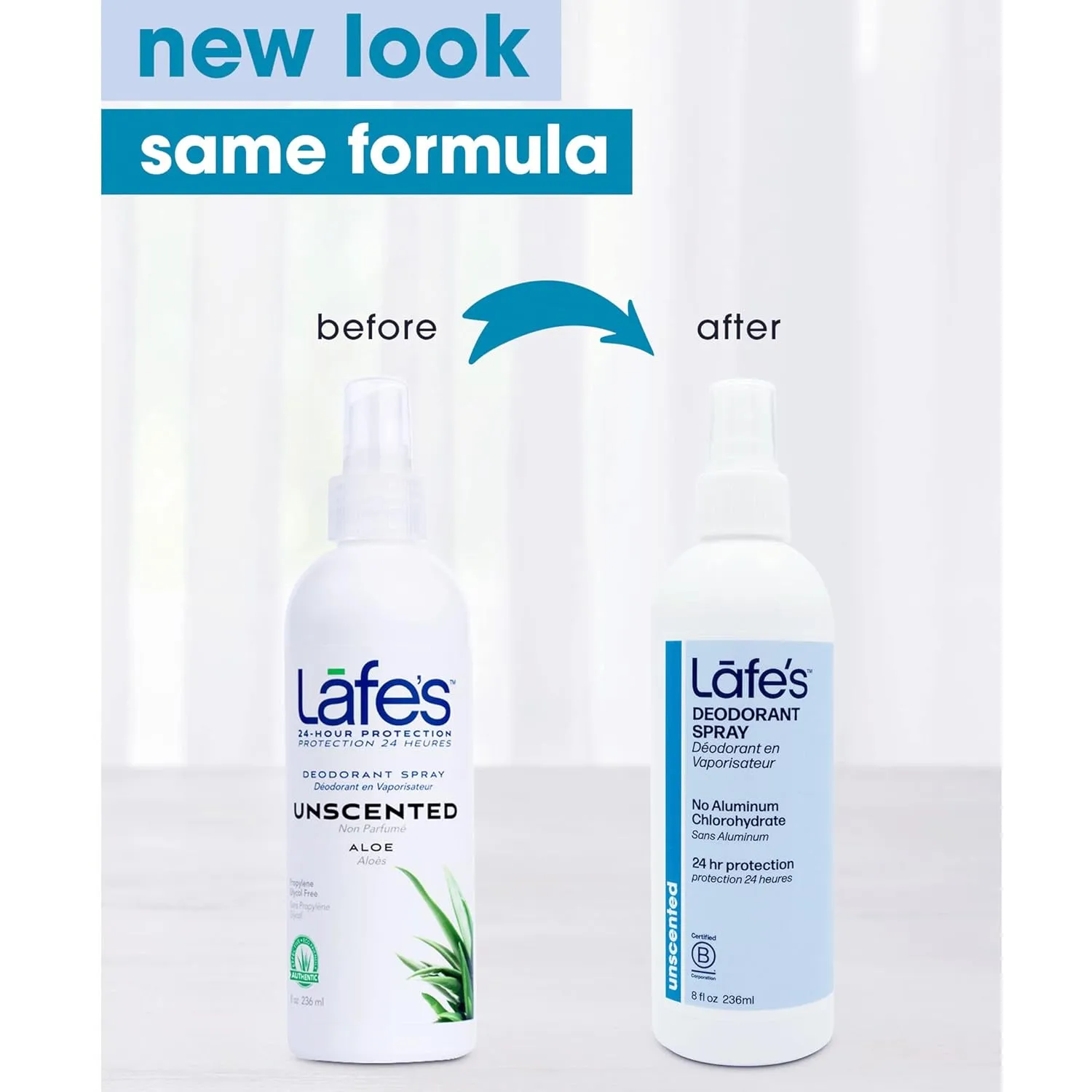 Lafe's Natural Deodorant | 8oz Aluminum Free Natural Deodorant Spray for Women & Men | Paraben Free & Baking Soda Free with 24-Hour Protection | Unscented | 3 Pack