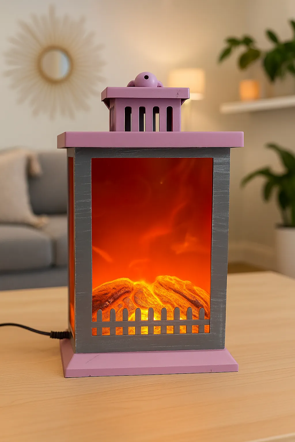 Lamp Effect LED Fireplace Wide variety Plug-and-play Decor Pink Home GlowFlame Lantern for –