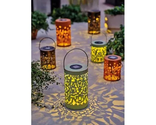 Large Metal Solar Lantern - Rustic Brown