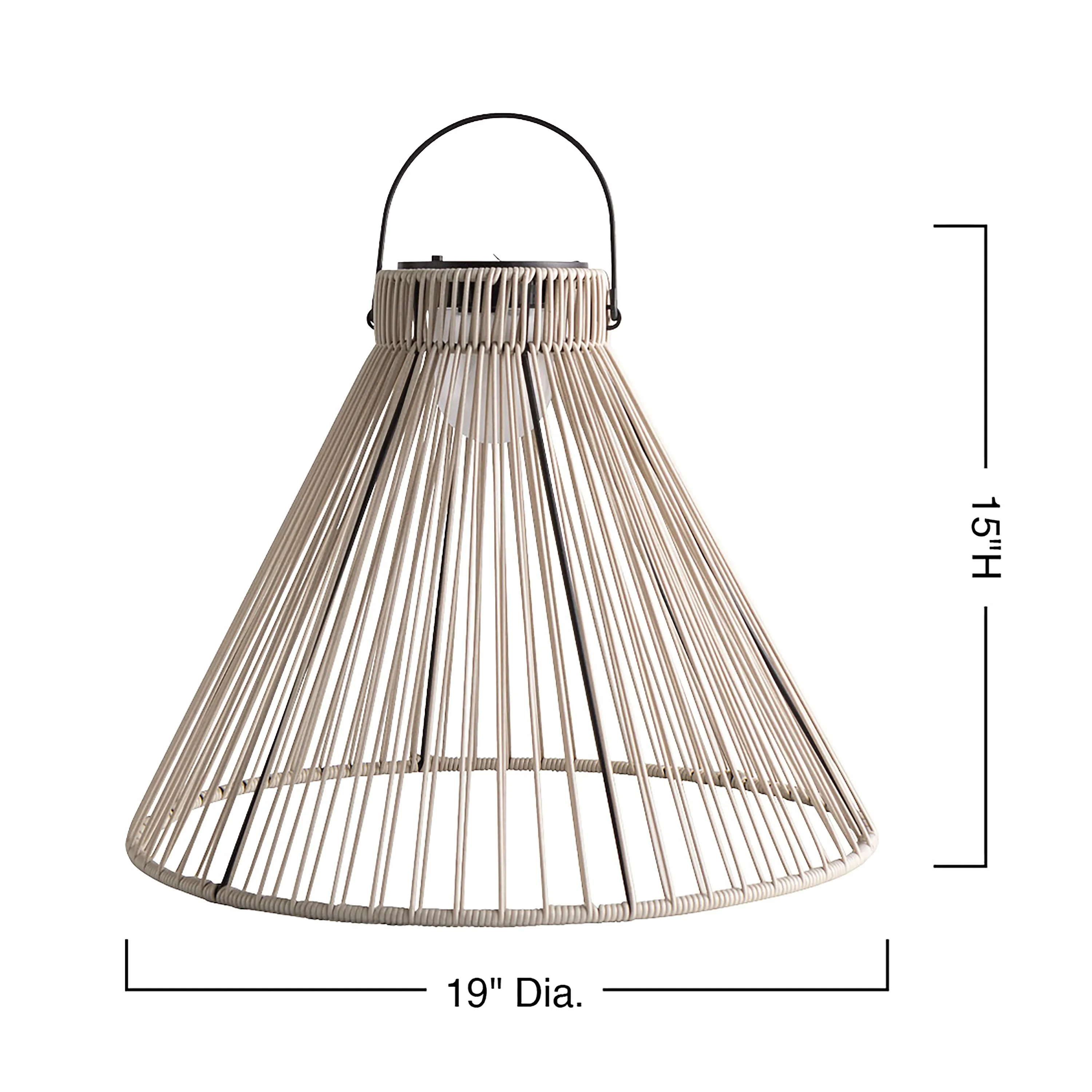 Large Solar Hanging Pendant Light, Off White