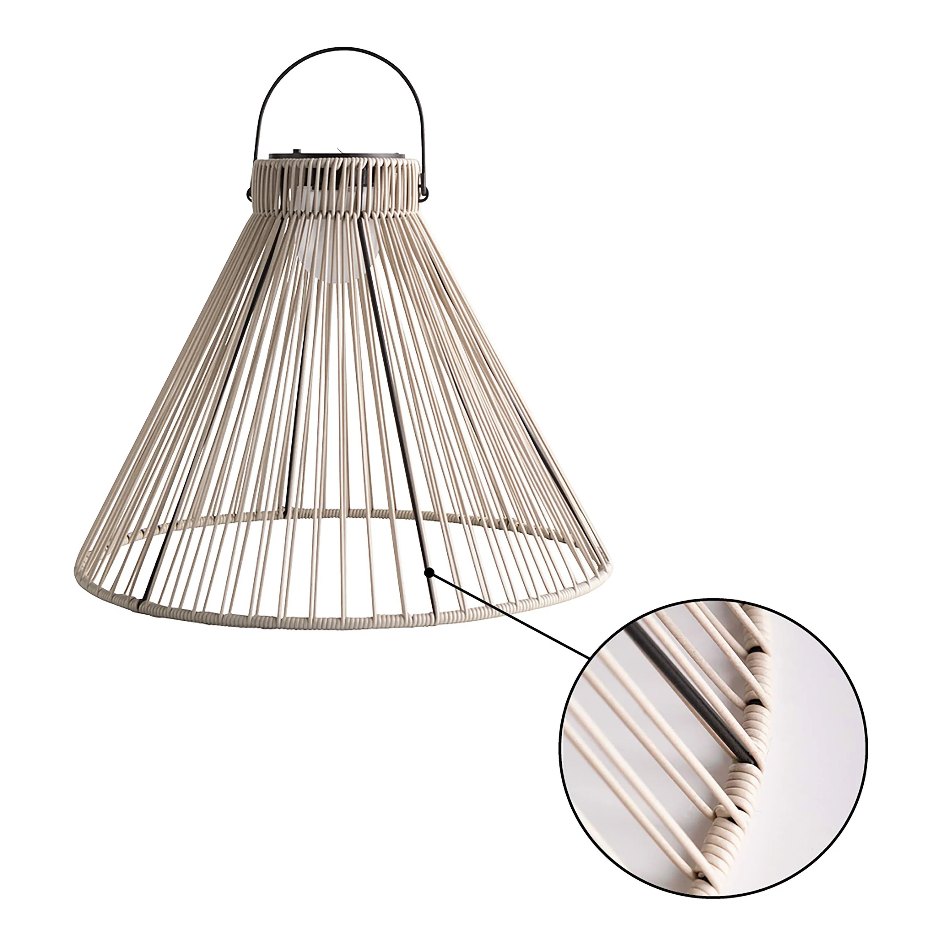 Large Solar Hanging Pendant Light, Off White